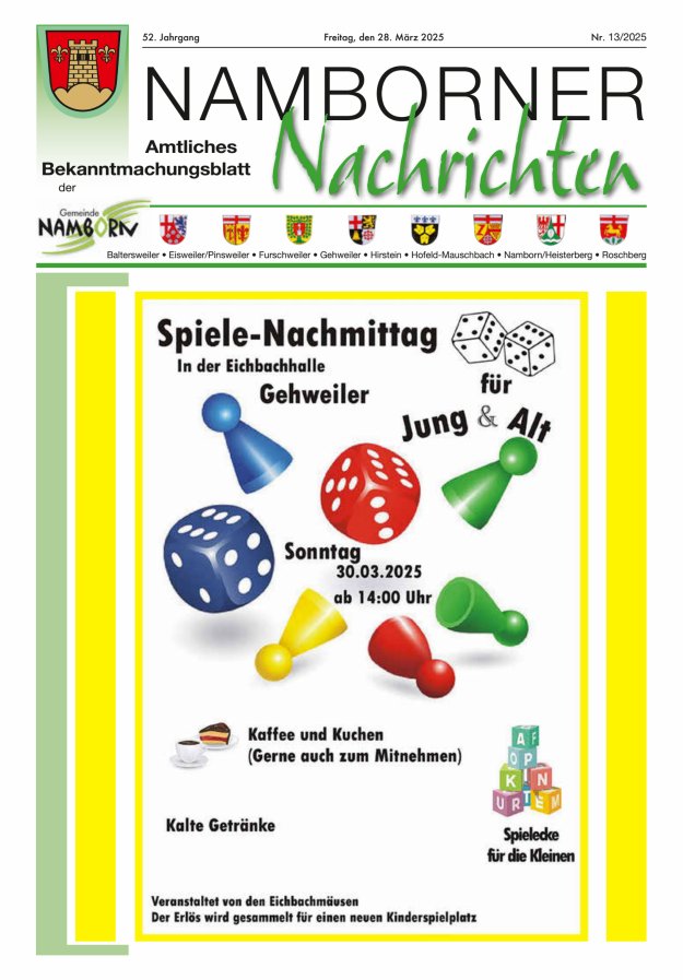 Namborner Nachrichten Titelblatt 13/2025