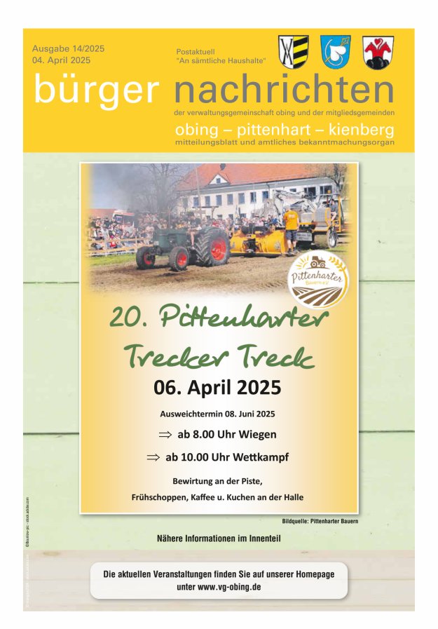 Bürger Nachrichten Obing Pittenhart Kienberg Titelblatt 14/2025