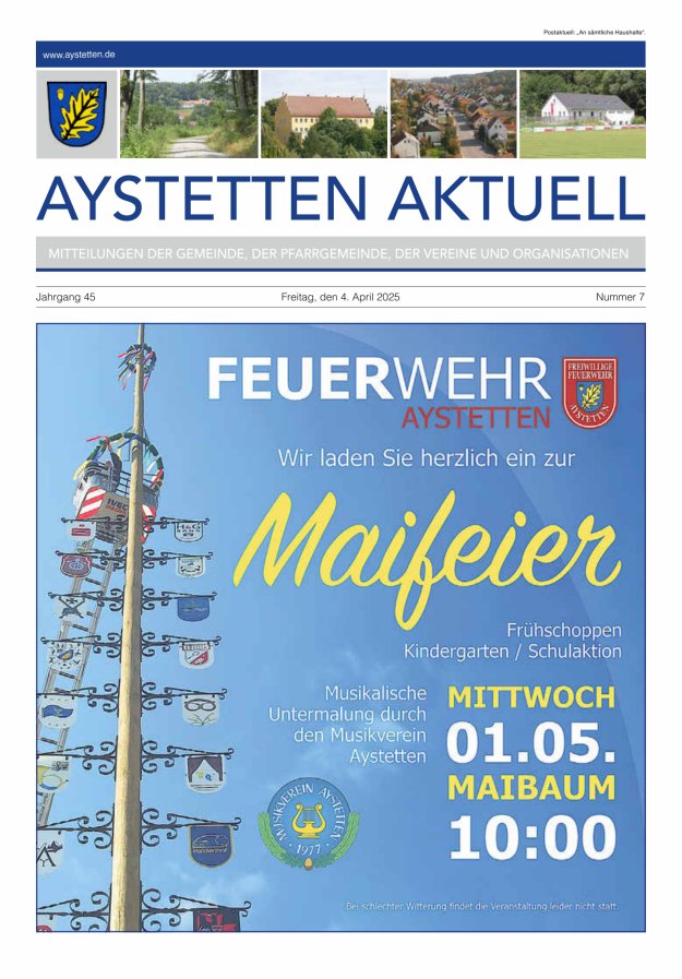 Aystetten Aktuell Wir über uns Titelblatt 07/2025