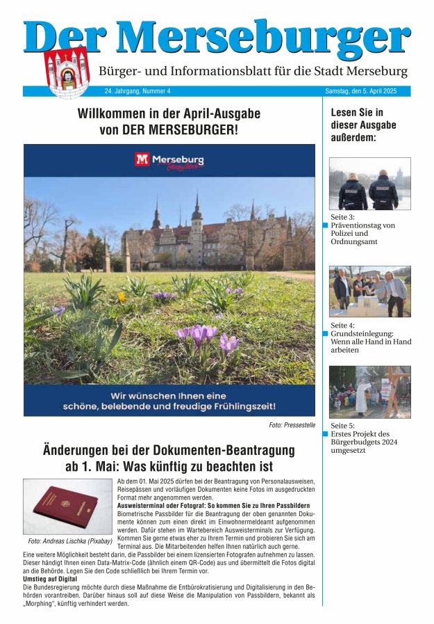 Der Merseburger - Bürger- und Informationsblatt für die Stadt Merseburg Titelblatt 04/2025