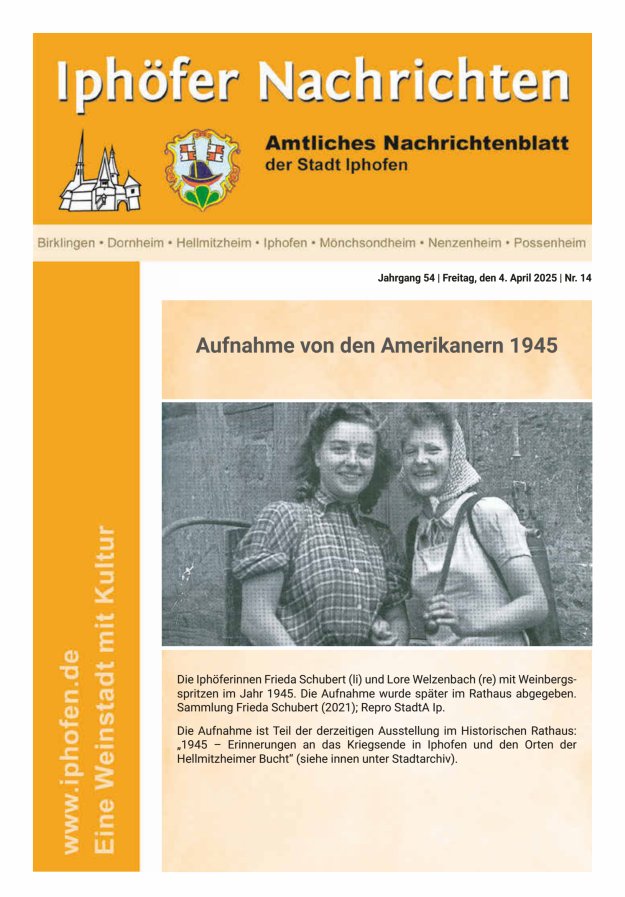 Iphöfer Nachrichten Titelblatt 14/2025