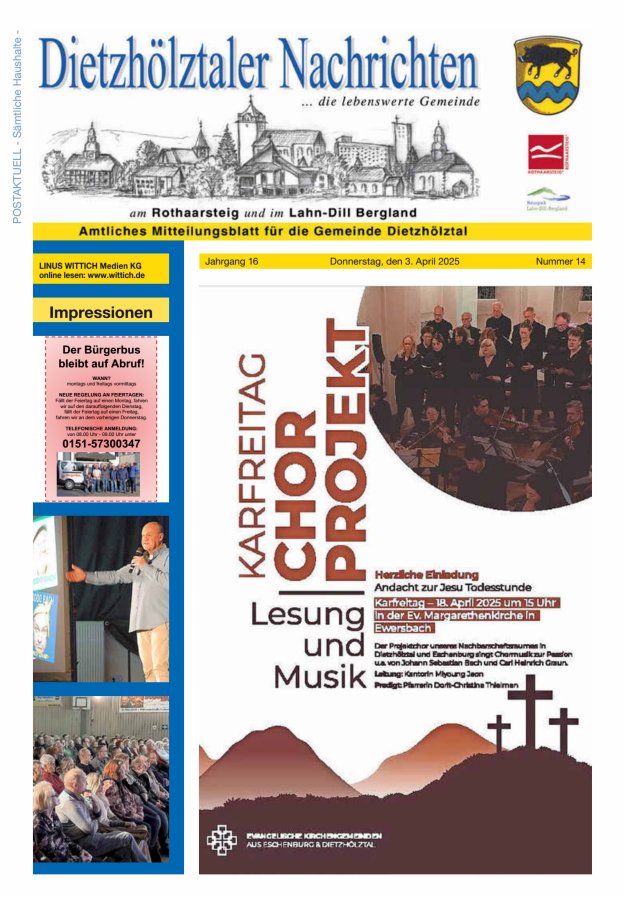 Dietzhölztaler Nachrichten Titelblatt 14/2025