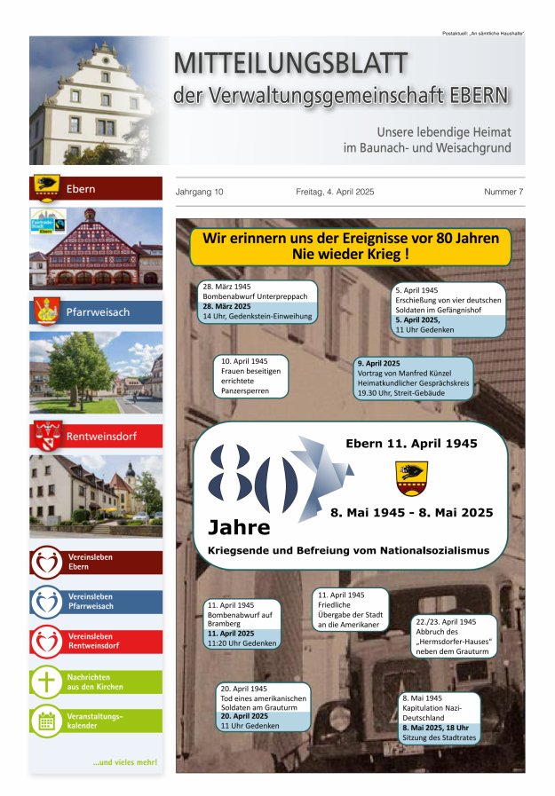 Mitteilungsblatt der Verwaltungsgemeinschaft Ebern Titelblatt 07/2025