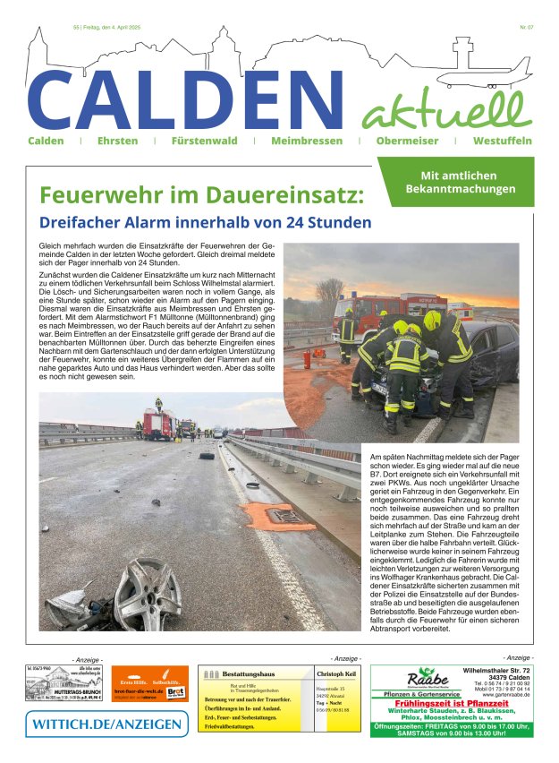 Calden aktuell Titelblatt 07/2025