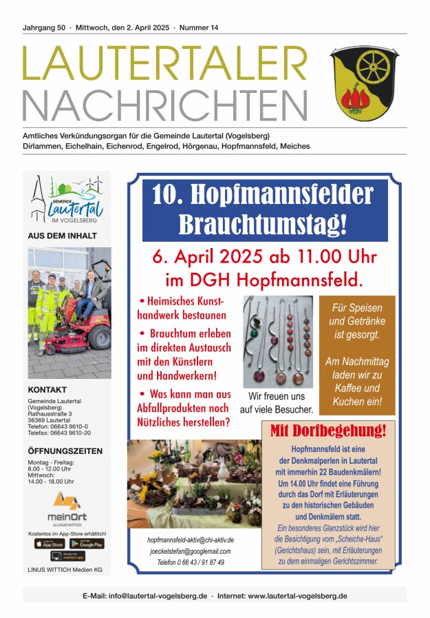 Lautertaler Nachrichten Titelblatt 14/2025