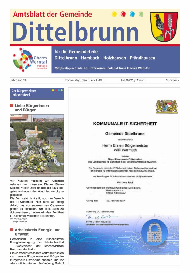 Amtsblatt der Gemeinde Dittelbrunn Titelblatt 07/2025