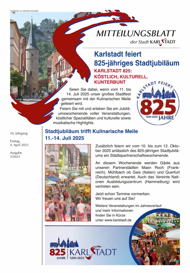Mitteilungsblatt Karlstadt Titelblatt 03/2025