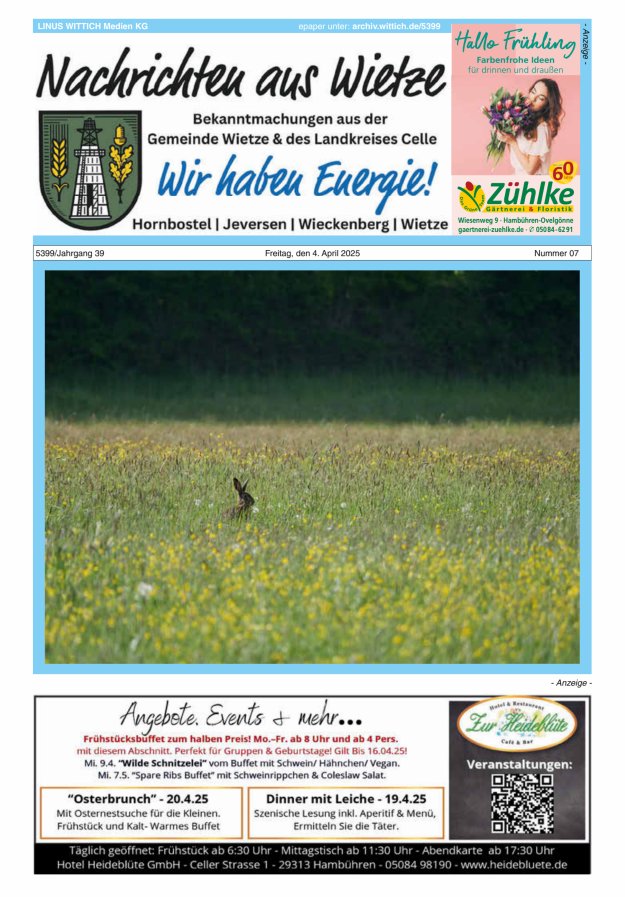 Nachrichten aus Wietze Titelblatt 07/2025