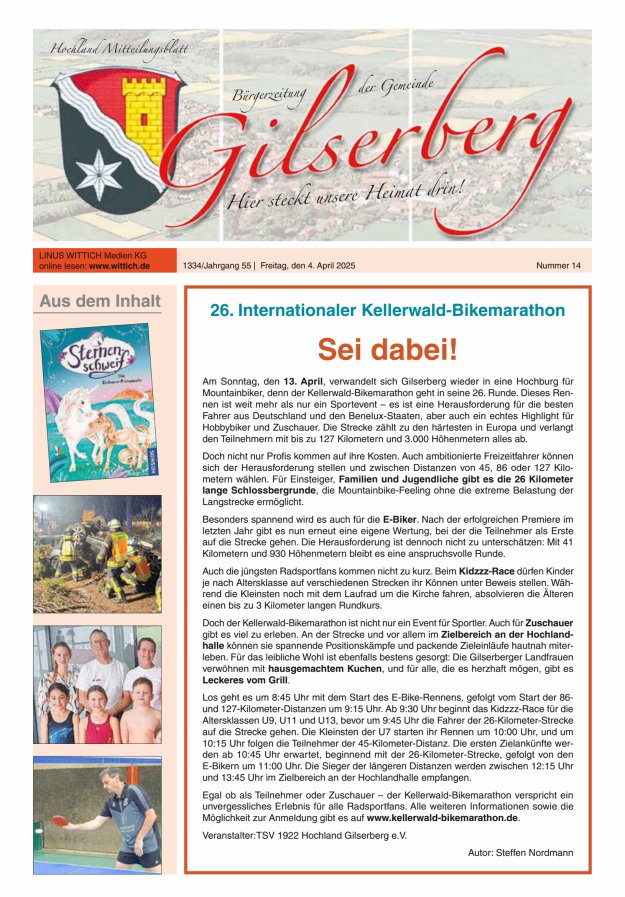Hochland Mitteilungsblatt Gilserberg Titelblatt 14/2025