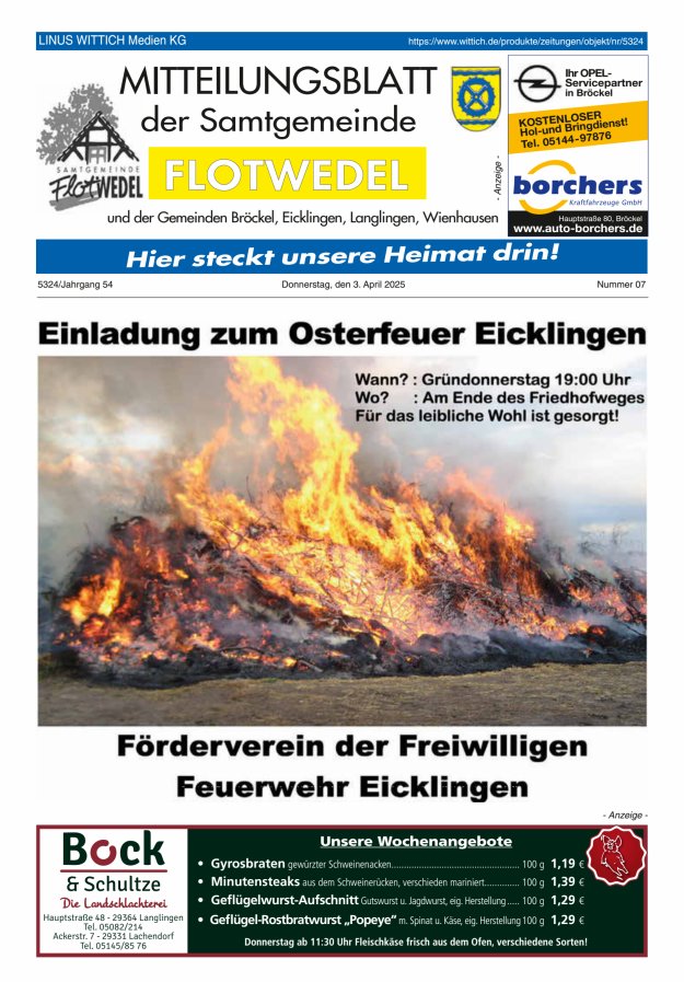 Mitteilungsblatt der Samtgemeinde Flotwedel Titelblatt 07/2025