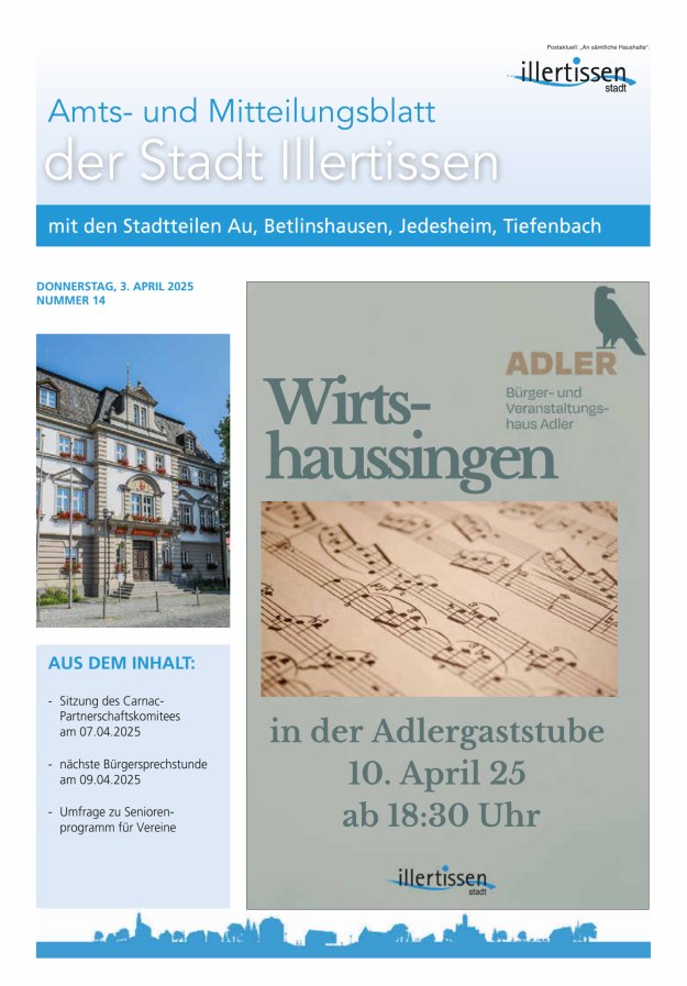 Amts- und Mitteilungsblatt Stadt Illertissen Titelblatt 14/2025