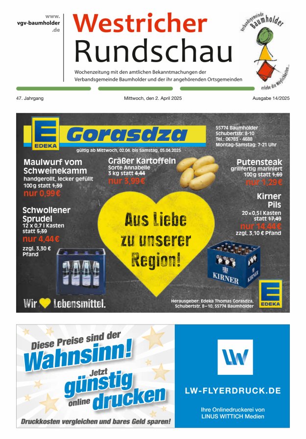 Westricher Rundschau VG Baumholder Titelblatt 14/2025