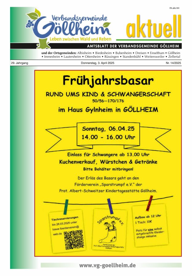 Verbandsgemeinde Göllheim aktuell Titelblatt 14/2025