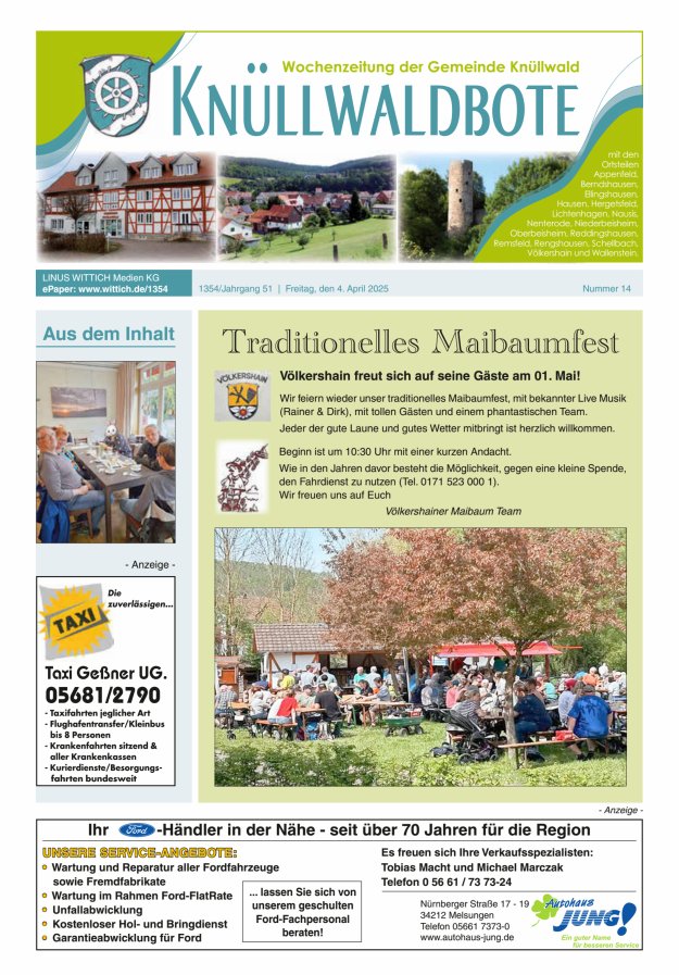 Knüllwaldbote Titelblatt 14/2025