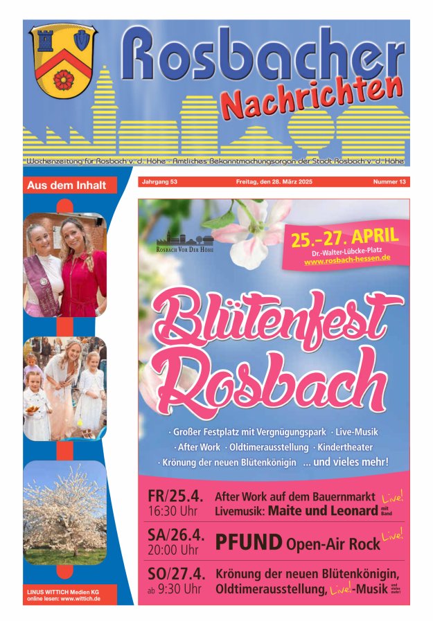 Rosbacher Nachrichten Titelblatt 13/2025