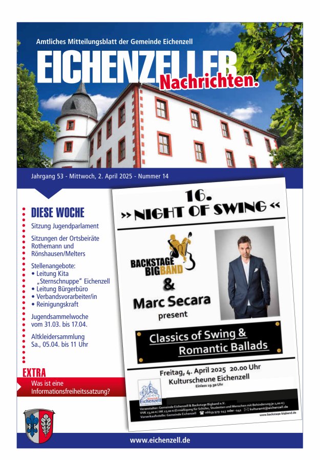 Amtliches Mitteilungsblatt der Gemeinde Eichenzell Titelblatt 14/2025