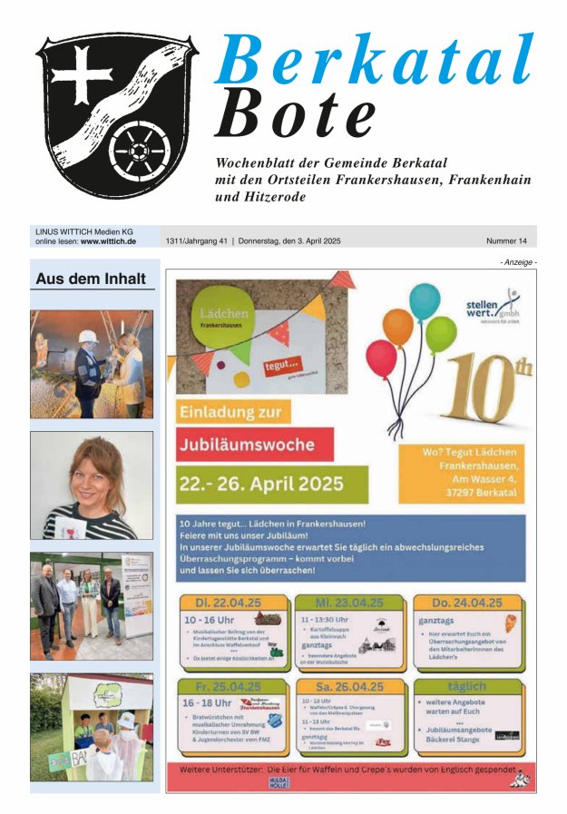 Berkatal Bote Titelblatt 14/2025