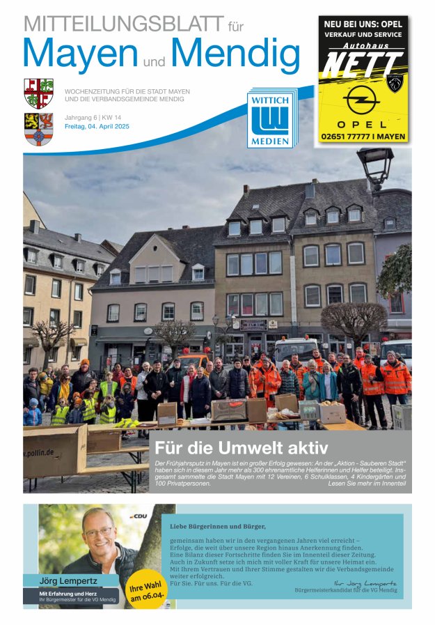 Mitteilungsblatt für Mayen und Mendig Titelblatt 14/2025