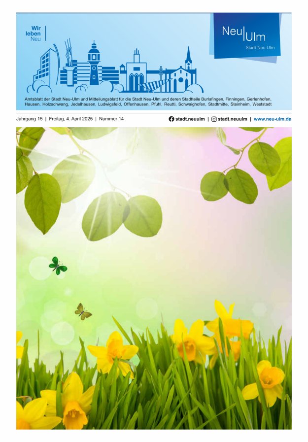 Amtsblatt der Stadt Neu-Ulm und Mitteilungsblatt für die Stadt Neu-Ulm Titelblatt 14/2025