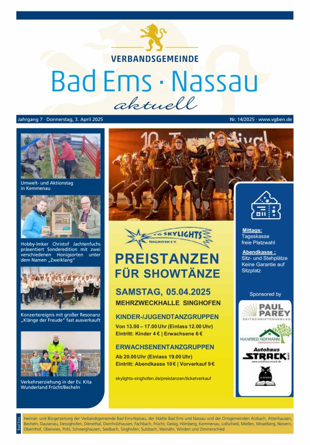 Bad Ems-Nassau aktuell Ausgabe Bad Ems Titelblatt 14/2025