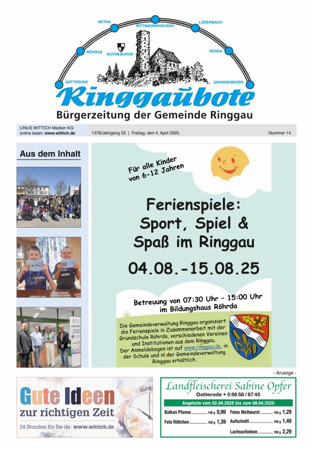 Ringgaubote Titelblatt 14/2025