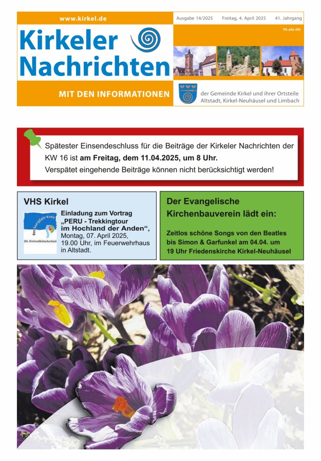 Kirkeler Nachrichten Titelblatt 14/2025