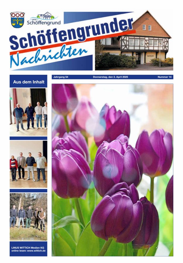 Schöffengrunder Nachrichten Titelblatt 14/2025