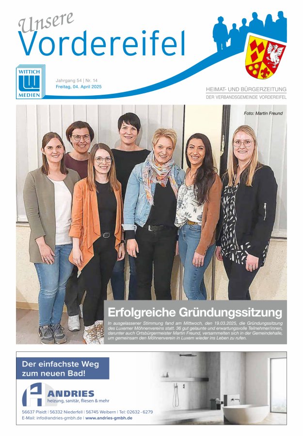 Mitteilungsblatt Vordereifel - Heimat- u Bürgerzeitung der VG Vordereifel Titelblatt 14/2025