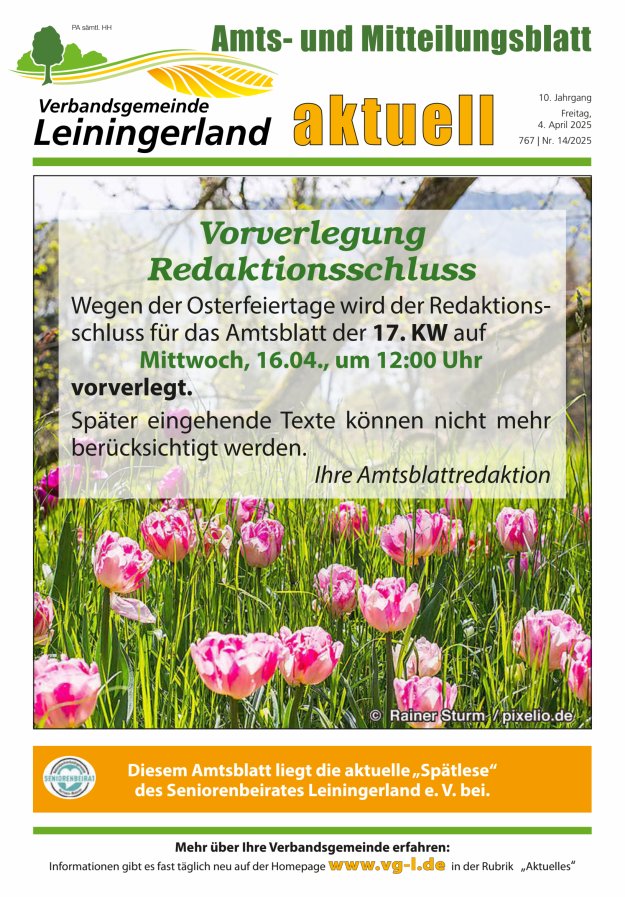 VG Leiningerland aktuell Titelblatt 14/2025