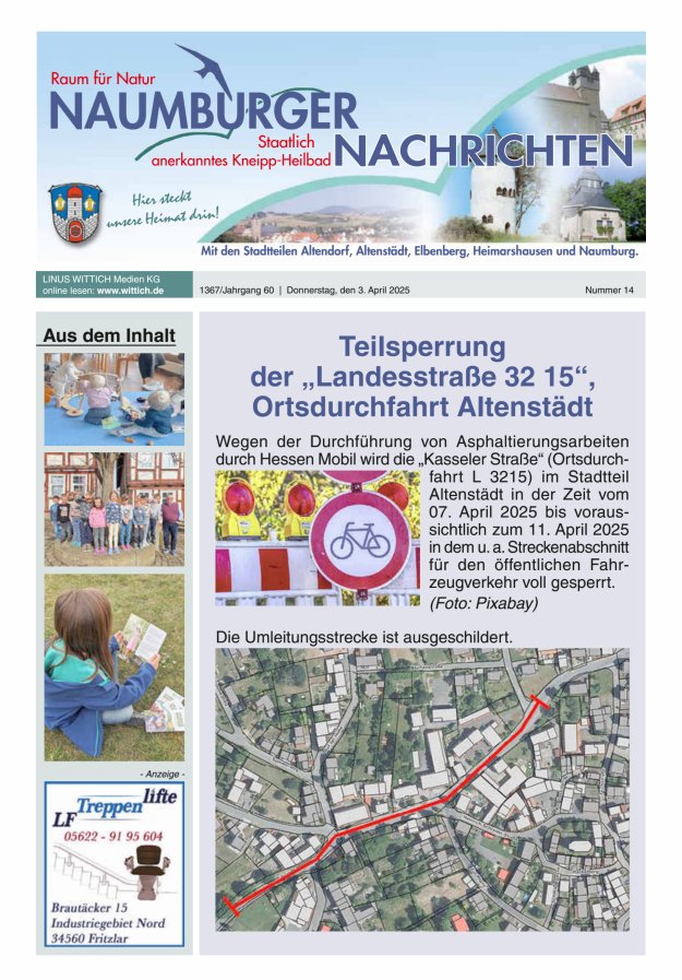 Naumburger Nachrichten Titelblatt 14/2025