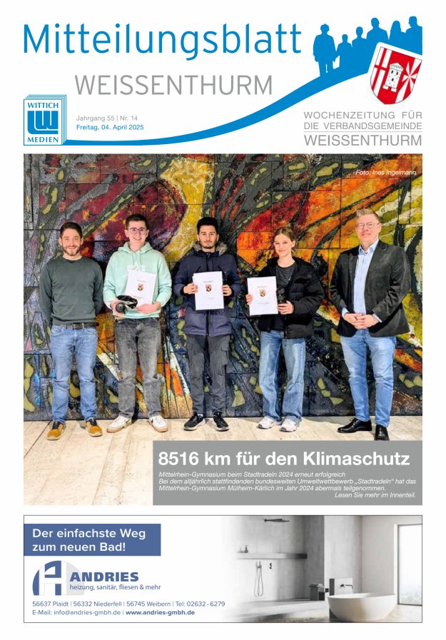 Mitteilungsblatt für den Bereich der Verbandsgemeinde Weißenthurm Titelblatt 14/2025