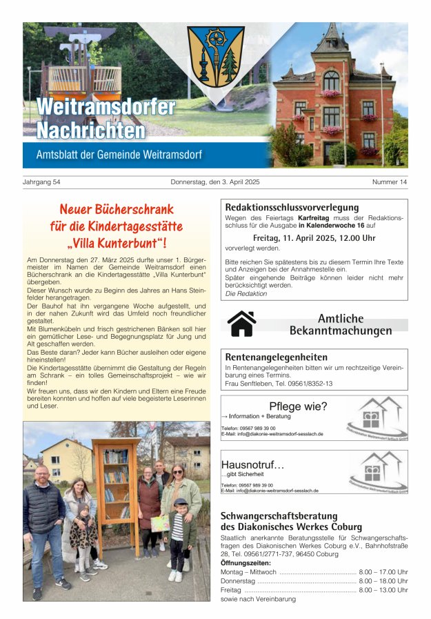Weitramsdorfer Nachrichten Titelblatt 14/2025