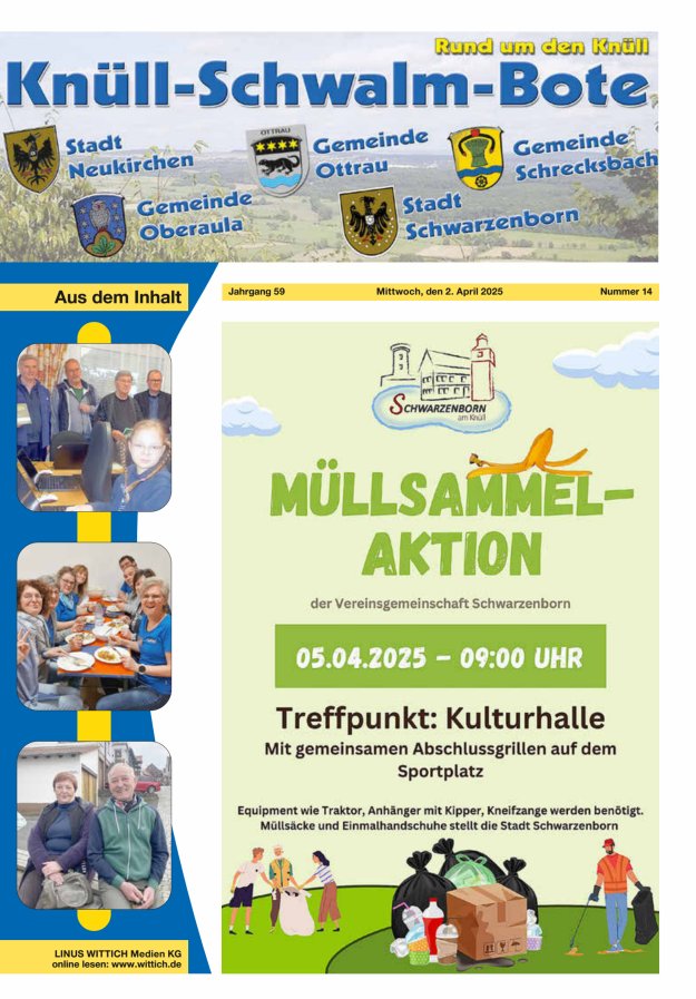 Knüll-Schwalm-Bote Titelblatt 14/2025