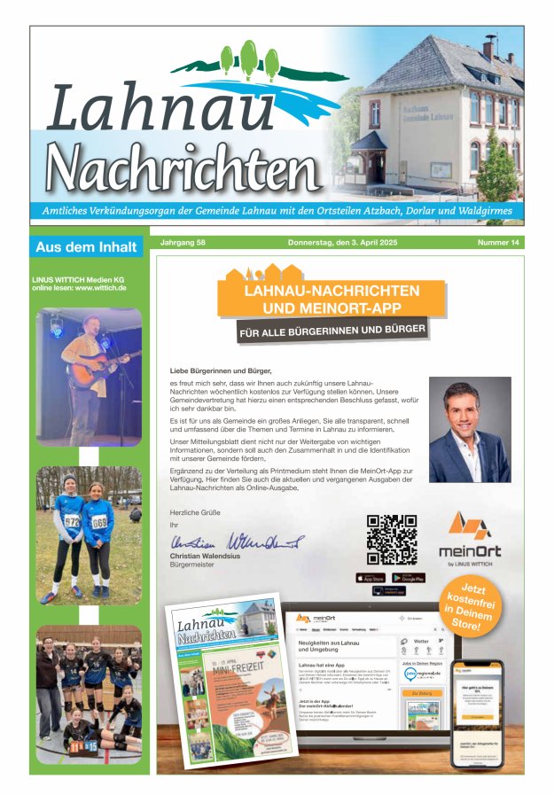 Lahnau Nachrichten Titelblatt 14/2025