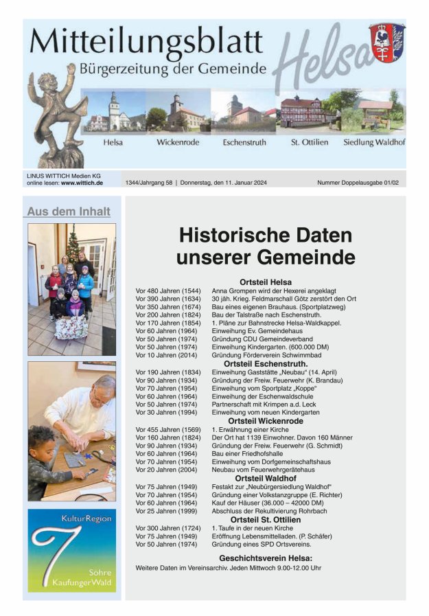 Mitteilungsblatt Helsa Titelblatt 02/2024