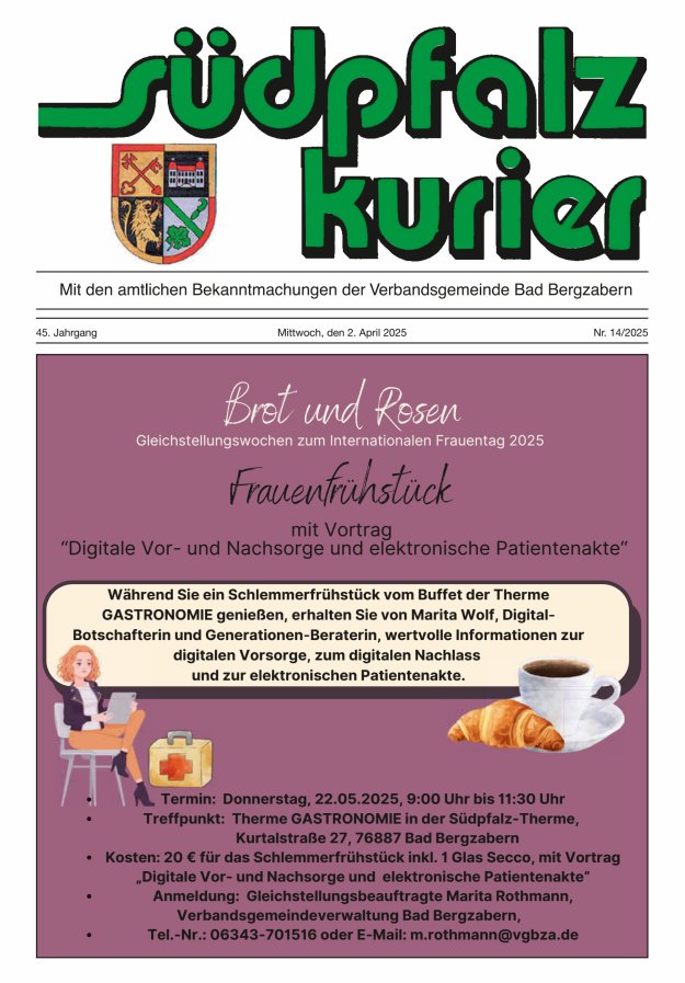 Südpfalz Kurier - VG Bad Bergzabern Titelblatt 14/2025