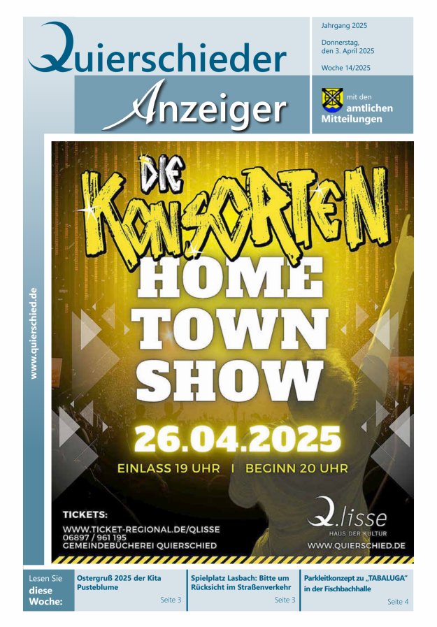 Quierschieder Anzeiger Titelblatt 14/2025