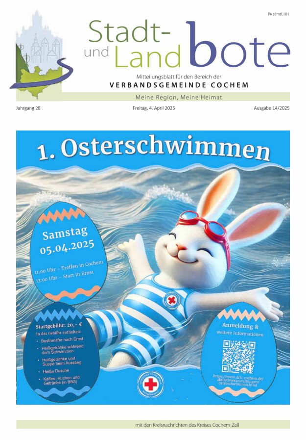 Stadt- und Landbote VG Cochem Titelblatt 14/2025