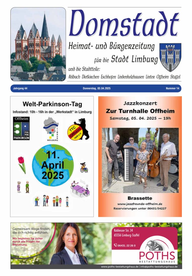 Domstadt - Heimat- und Bürgerzeitung für die Stadt Limburg Titelblatt 14/2025