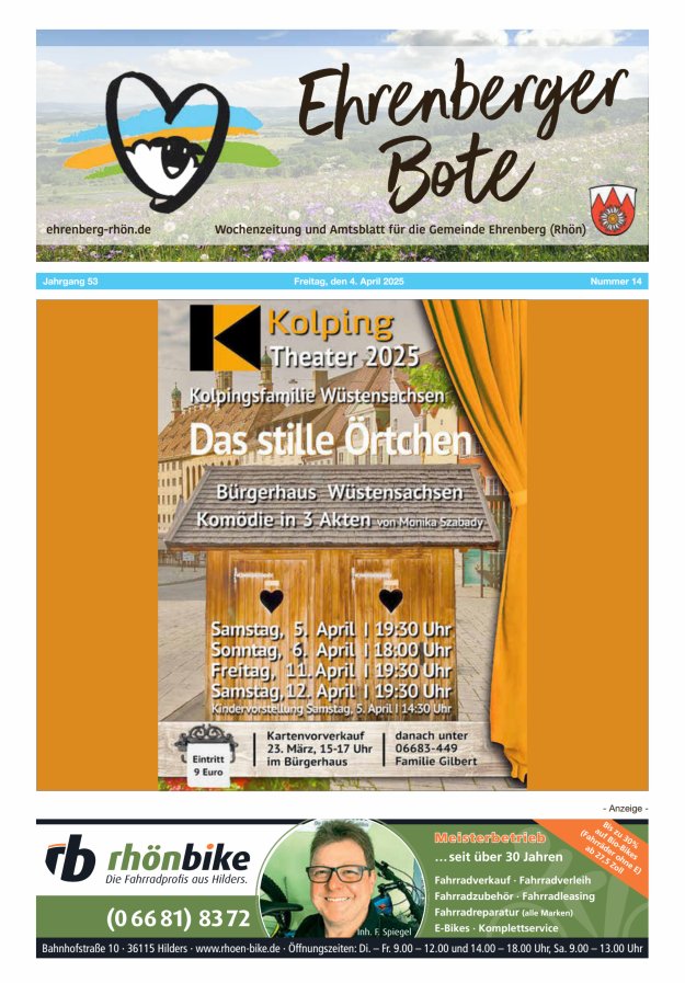 Ehrenberger Bote Titelblatt 14/2025