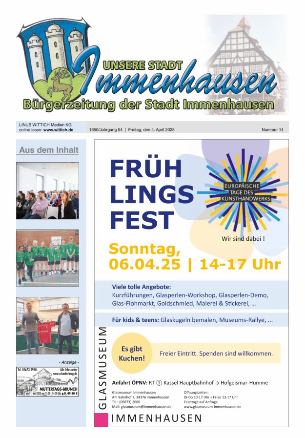 Unsere Stadt Immenhausen Titelblatt 14/2025
