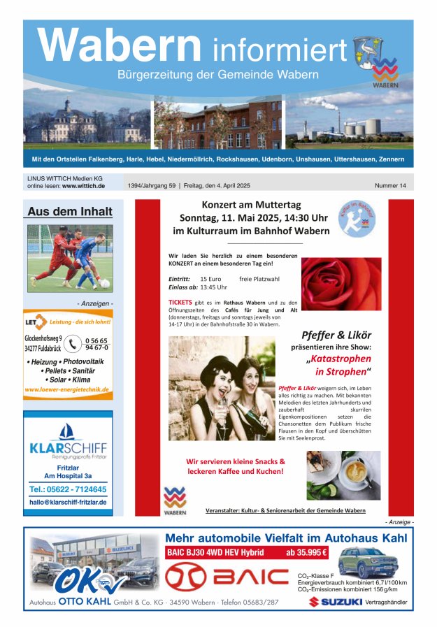 Wabern informiert Titelblatt 14/2025
