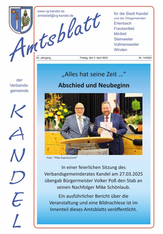 Amtsblatt VG Kandel Titelblatt 14/2025