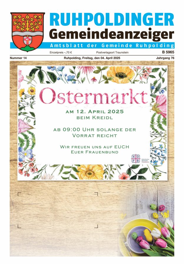 Ruhpoldinger Gemeindeanzeiger Titelblatt 14/2025