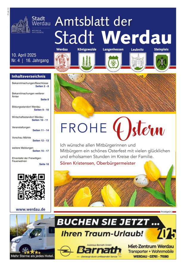 Amtsblatt der Stadt Werdau Titelblatt 04/2025