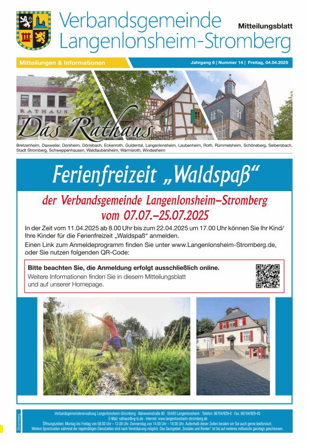 Das Rathaus - MTB d VG Langenlonsheim-Stromberg  Titelblatt 14/2025