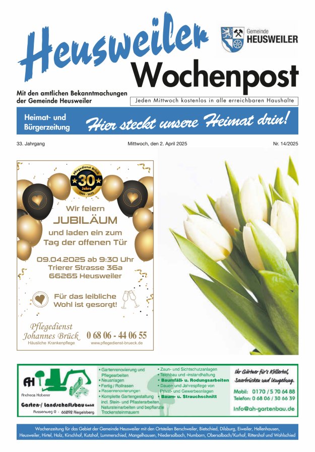 Heusweiler Wochenpost Titelblatt 14/2025