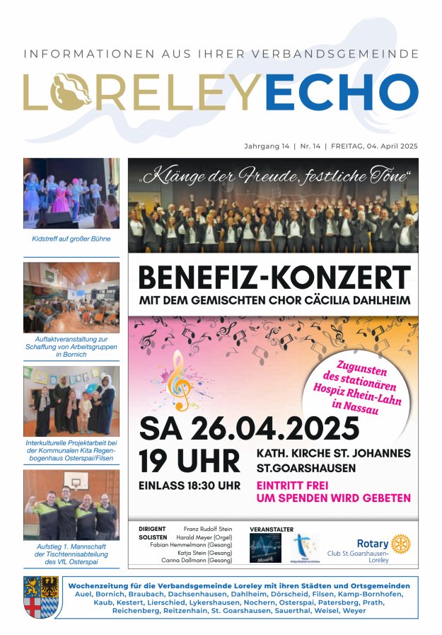 Loreley-Echo - Mitteilungsblatt der Verbandsgemeinde Loreley Titelblatt 14/2025