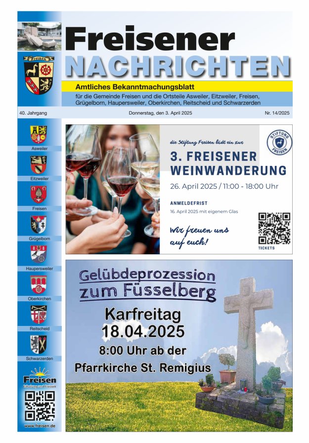 Freisener Nachrichten Titelblatt 14/2025