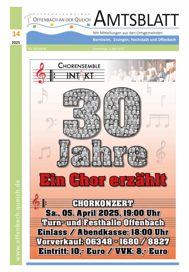 Amtsblatt VG Offenbach an der Queich Titelblatt 14/2025